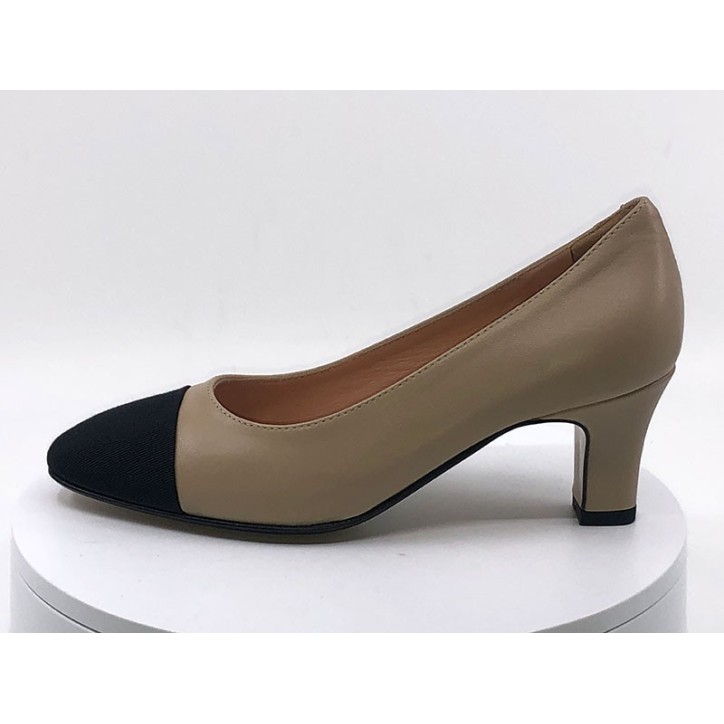 Escarpins 3402Cuir beige et noir