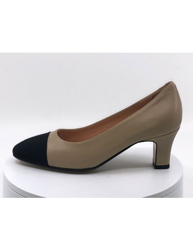 Escarpins 3402Cuir beige et noir