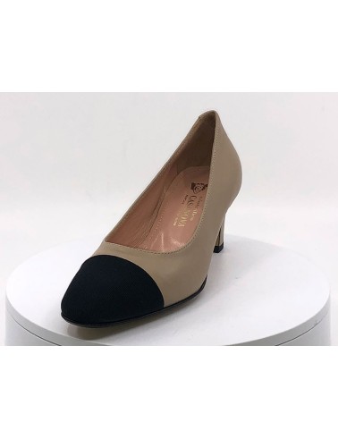 Escarpins 3402Cuir beige et noir