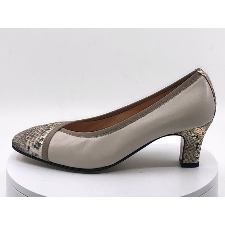 Escarpins Beige/ reptile argent