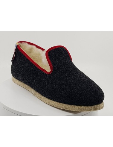 Chaussons Tweed noir rouge