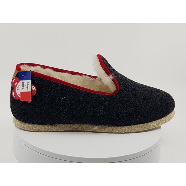 Chaussons Tweed noir rouge