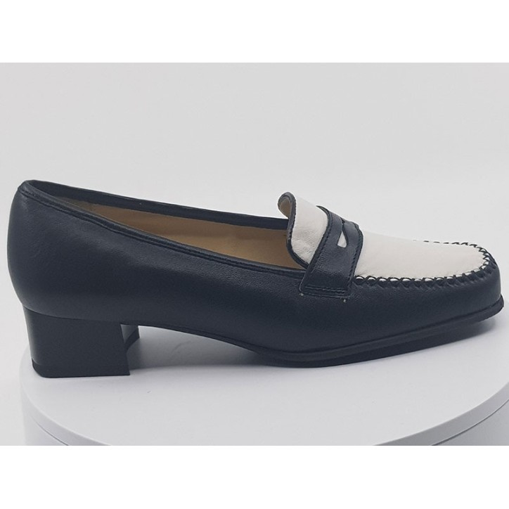 Mocassins Sophie marine blanc