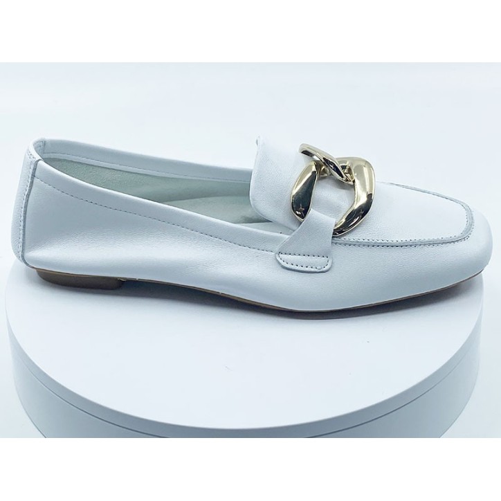 Mocassins femmes cuir blanc - Reqin's