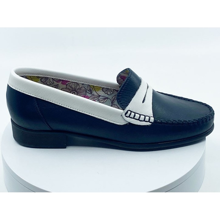 Mocassins Quartzy Marine/blanc - GEOLLAMY