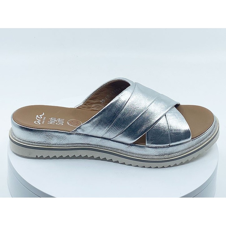 Mules femmes couleur argent