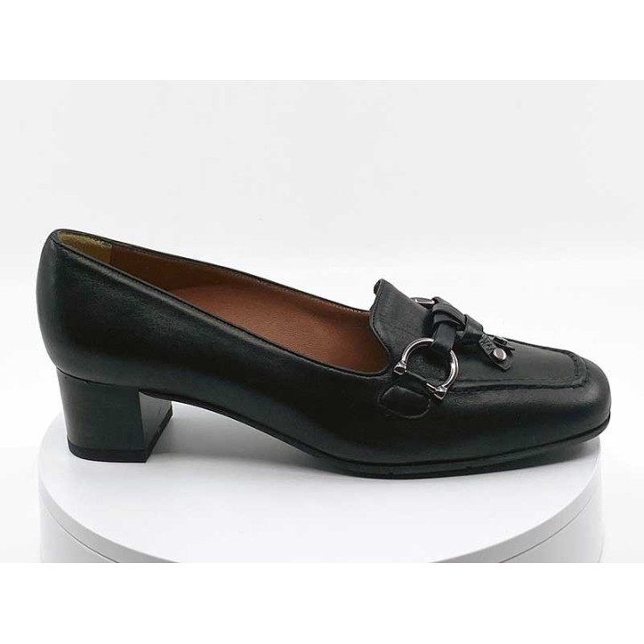 Mocassins noir femmes noir en cuir