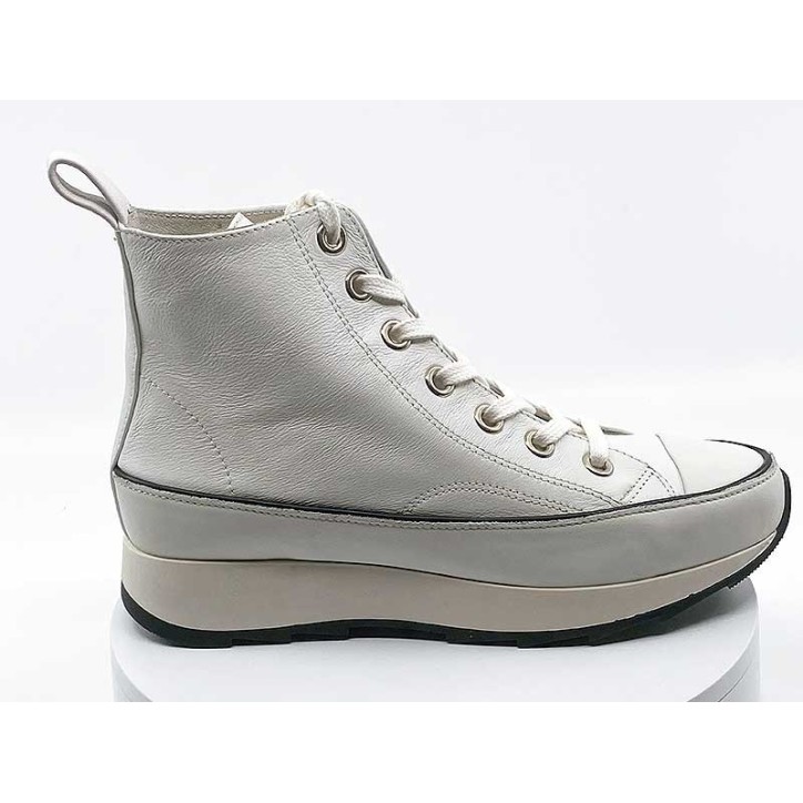 Baskets montante style converse rosemetal cuir blanc