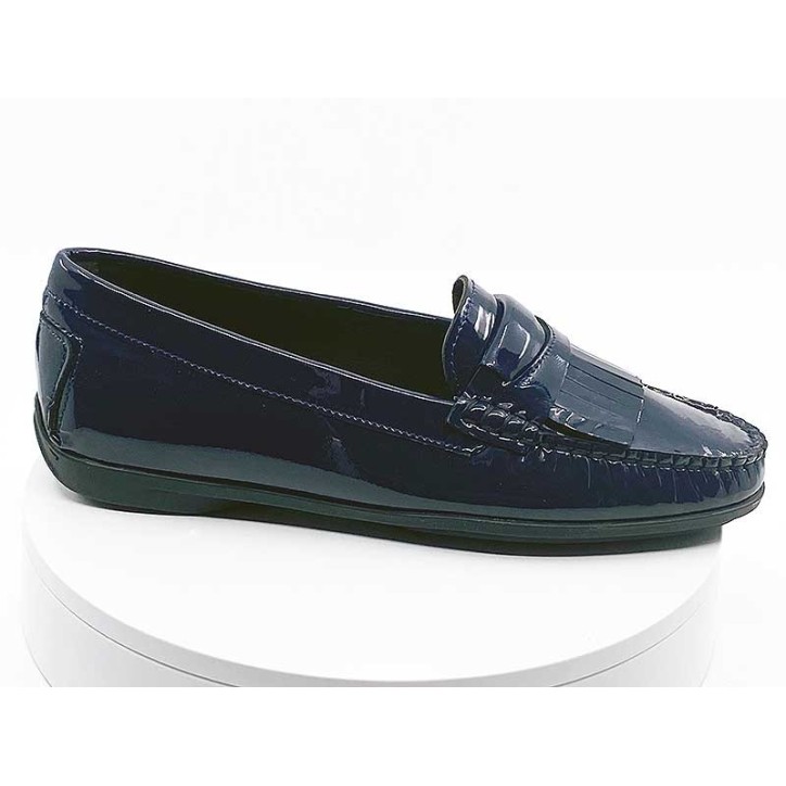 Mocassins femmes bleu vernis