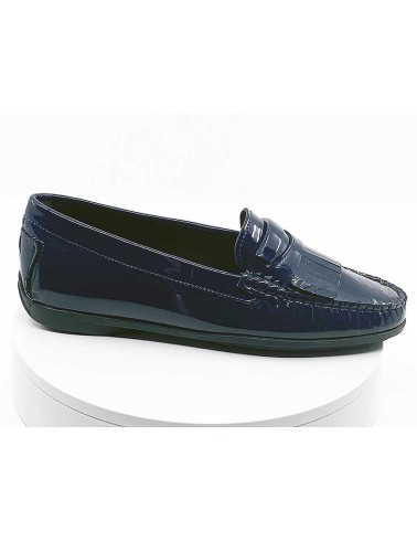 Mocassins femmes bleu vernis