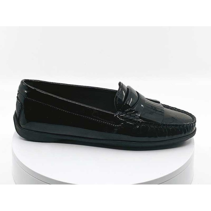 Mocassins femmes noir vernis