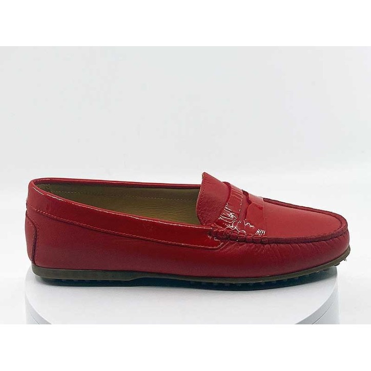 Mocassins Genova Rouge Vernis en cuir