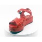 Sandales 9807 Rouge Cerise Tressées