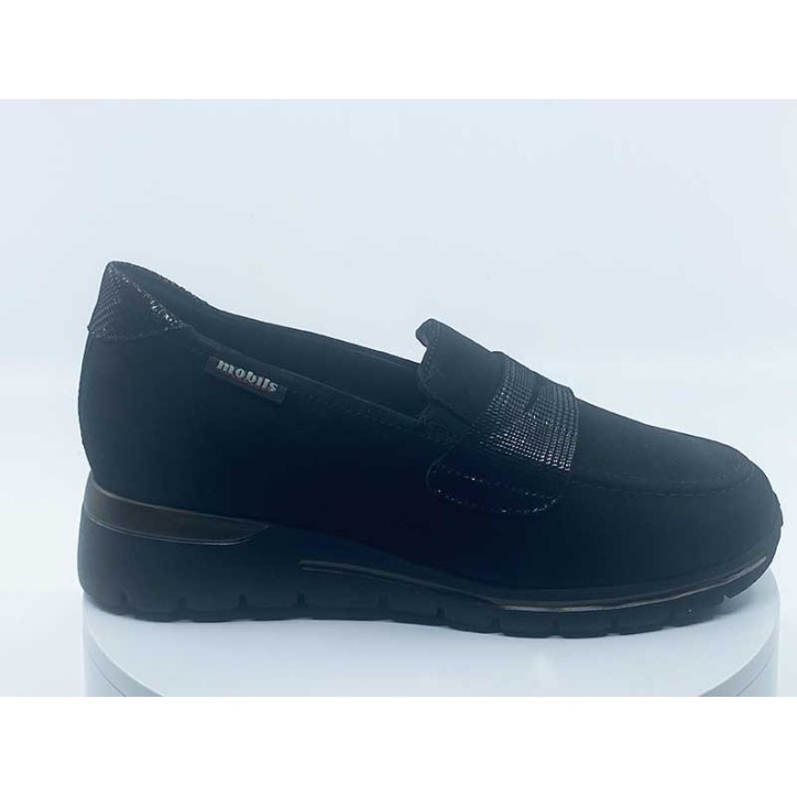 Mocassins Elyna Noir nubuck Mephisto