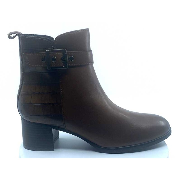 Bottines 25354 Marron Croco Cuir