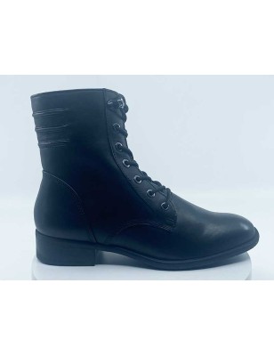 Boots femmes lacets Scarlet-04 Noir Cuir