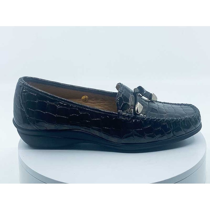 Mocassins Gris Foncé Vernis - Vitulli