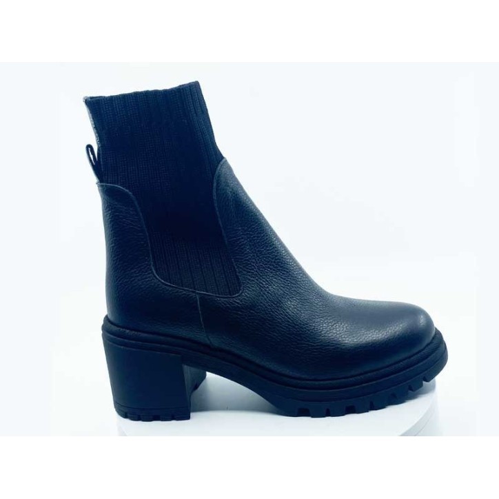 Boots femme noir cuir grainé Reqins