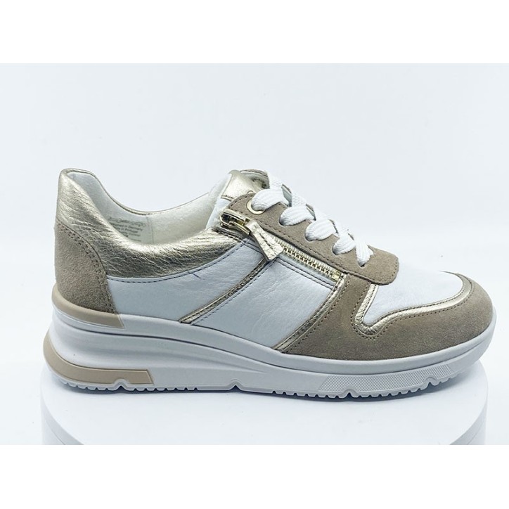 Sneakers 38412 Beige Blanc Doré