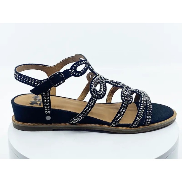 Sandales Obera Noir Strass Nubuck - mamzelle
