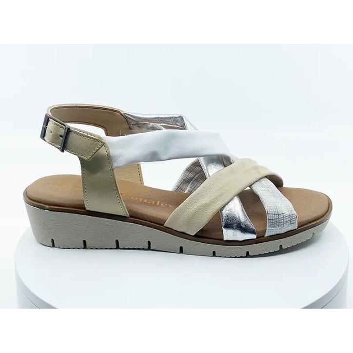 Sandales 2146 Beige Argent -petit prix