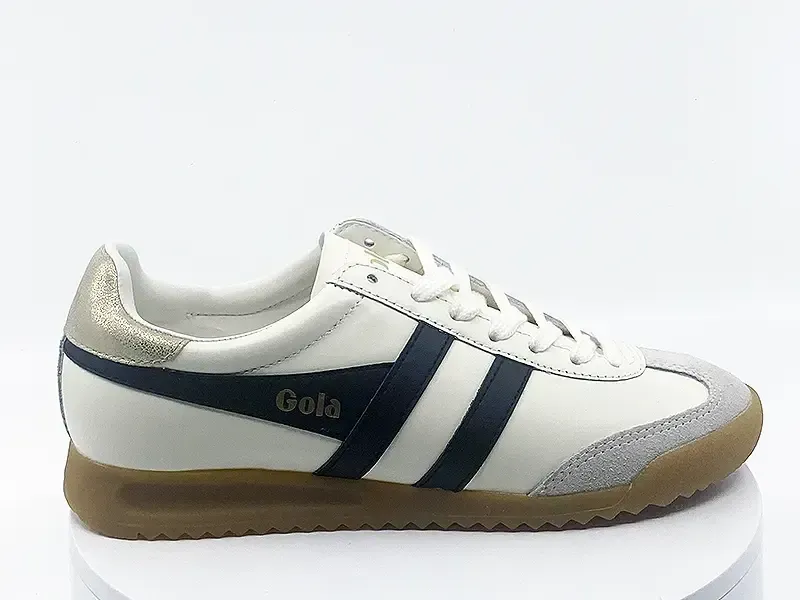 Sneakers Torpedo Blanc Noir Or Cuir