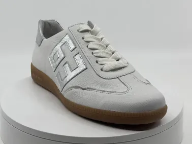 Baskets  blanc argent  en cuir I FRANCEL Chaussures