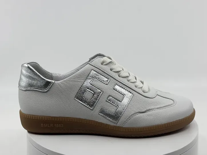 Baskets S4016 blanc argent cuir - semler