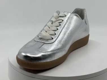 Baskets argent en cuir pour femme I FRANCEL chaussures