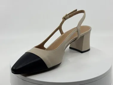 Escarpins 34533 beige/noir cuir I FRANCEL Chaussures