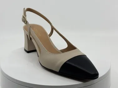 Escarpins 34533 beige/noir cuir I FRANCEL Chaussures