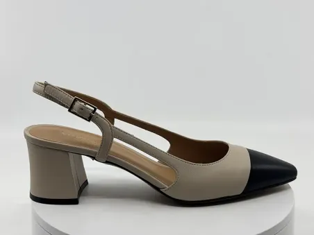 Escarpins 34533 beige/noir cuir - VITULLI