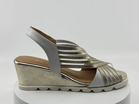 Sandales 34762 blanc doré cuir - VITULLI