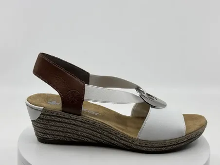 Sandales 624h6 Blanc Cognac - RIEKER