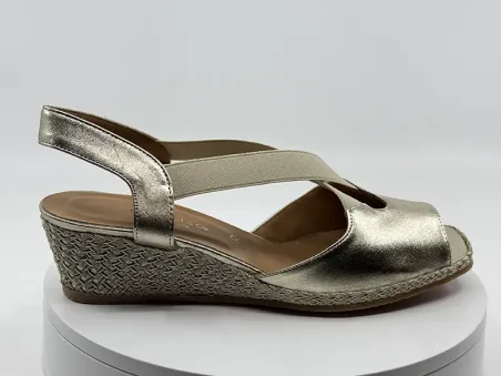 Sandales 34808 Doré Beige - Vitulli