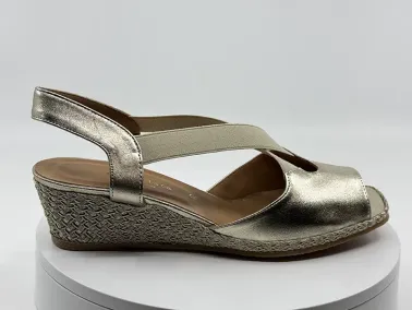 Sandales 34808 Doré Beige - Vitulli