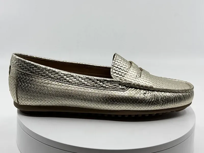 Mocassins Genova platine cuir tressé