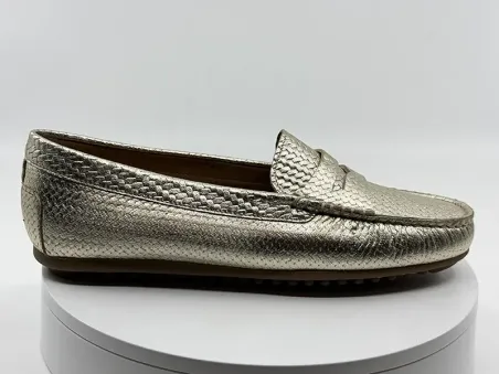 Mocassins Genova platine cuir tressé