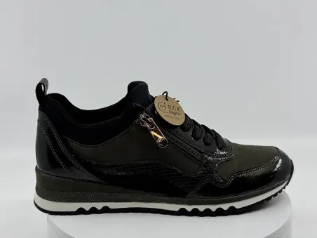 Sneakers 23715 kaki/Noir vernis