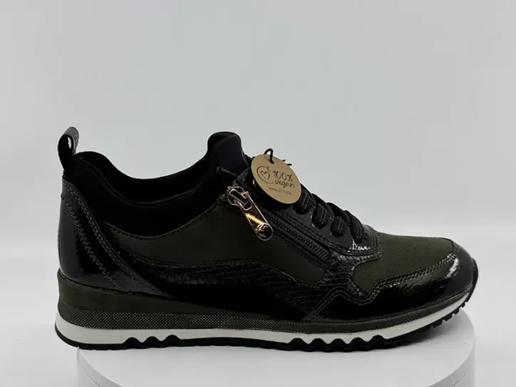 Sneakers 23715 kaki/Noir vernis