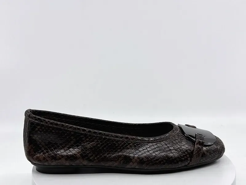 Ballerines Hermes Marron/Python REQINS